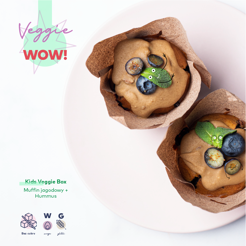 Kids Veggie Box:<br>Muffin jagodowy + Hummus